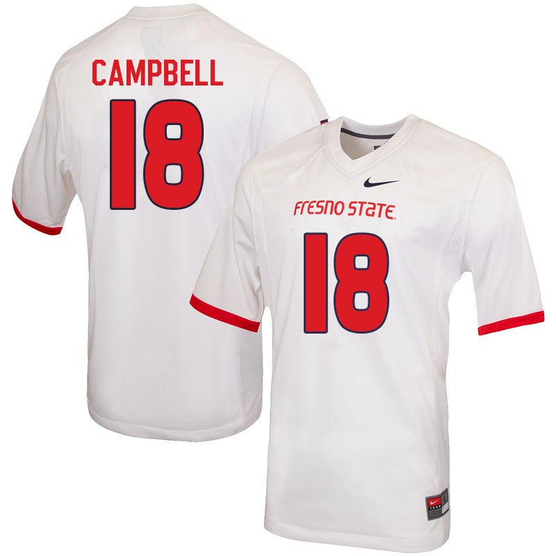 Men #18 Joseph Campbell Fresno State Bulldogs College Football Jerseys Sale-White